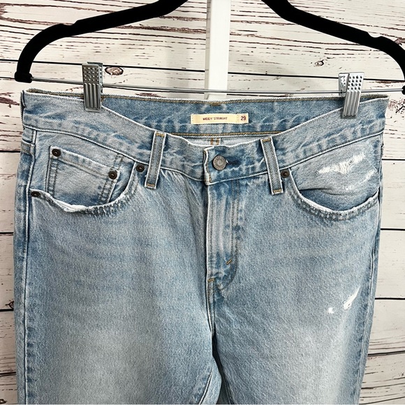 Levi's Middy Straight Leg Distressed Blue Jeans 29 - Picture 2 of 10